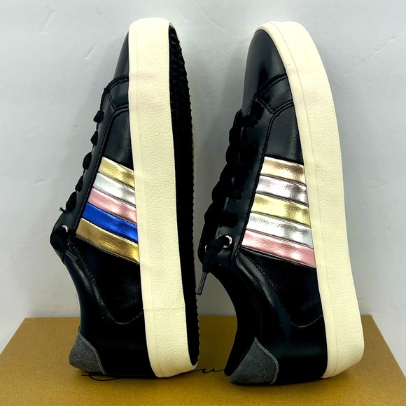 VINTAGE HAVANA, TENNIS SHOES,BLACK WITH RAINBOW SHINY STRIPES ON THE SIDE SIZE 6 - Picture 6 of 15